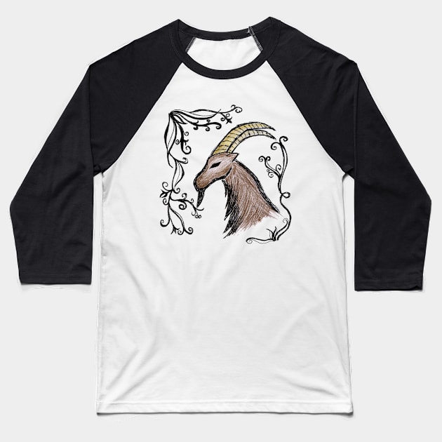 Zodiac Capricon Baseball T-Shirt by BalumbaArt